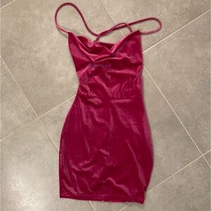 Lucy in the Sky pink velvet cowl neck dress. Size XS.